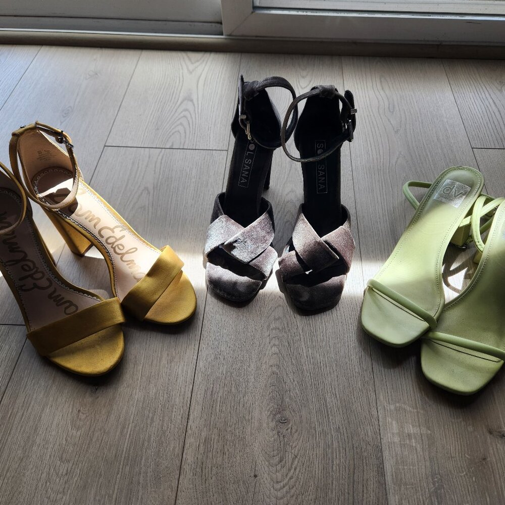 Bundle of 3 heels - Brown Sol Sana, Gold Sam Edelman & Green Dolce Vita Heels